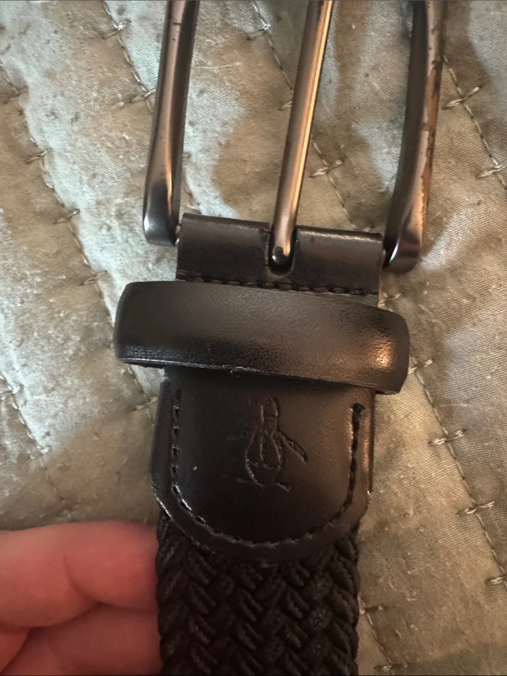 Original Penguin Black Woven Stretch Belt with Metal Buckle